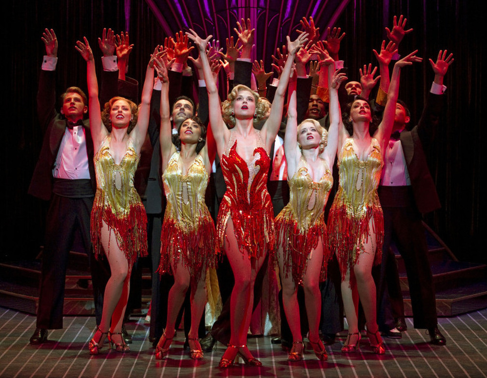 Sutton Foster (center) stars as Reno Sweeney, an evangelist turned nightclub singer, in this season's revival of Anything Goes.