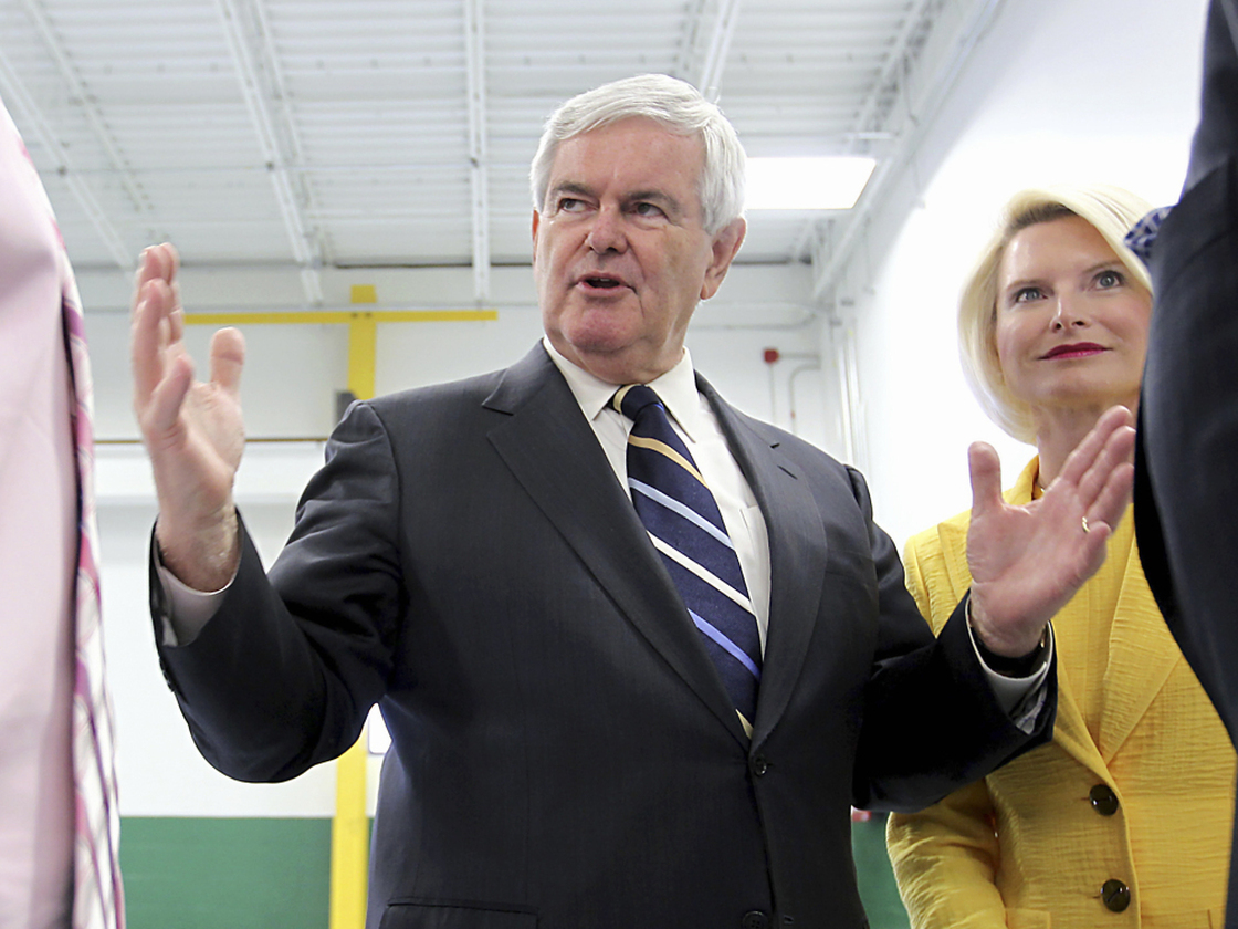 Newt Gingrich, with wife Callista Gingrich, in Hudson, NH, June 8, 2011.