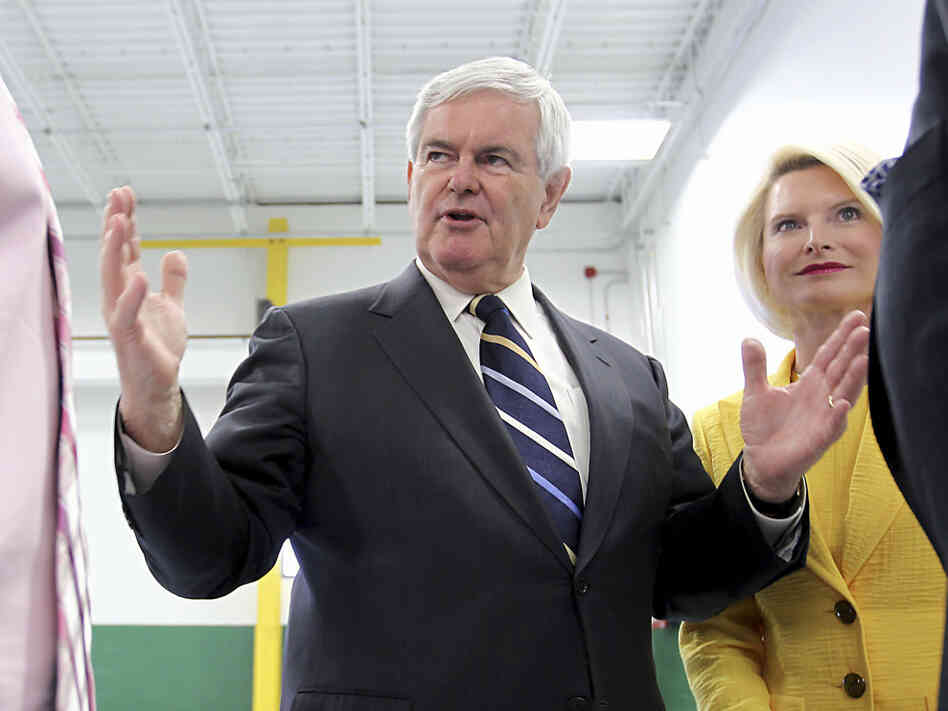 Newt Gingrich, with wife Callista Gingrich, in Hudson, NH, June 8, 2011.