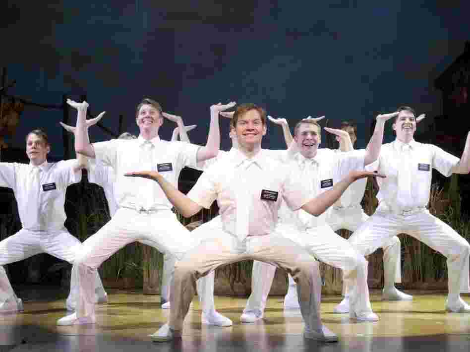 Rory O'Malley (center), who plays Elder McKinley in The Book of Mormon, is favored to win a Tony for Best Featured Actor in a Musical.