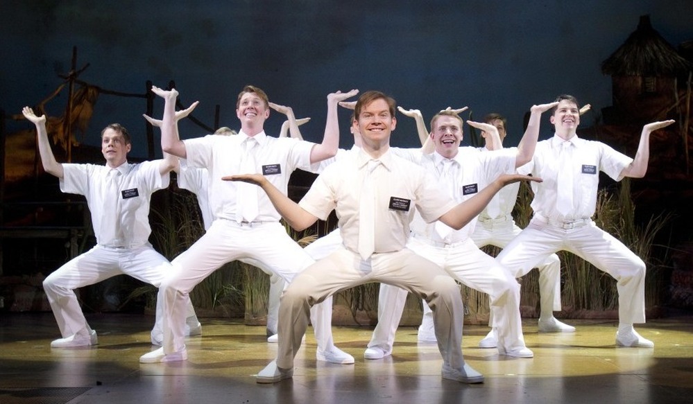 Rory O'Malley (center), who plays Elder McKinley in The Book of Mormon, is favored to win a Tony for Best Featured Actor in a Musical.