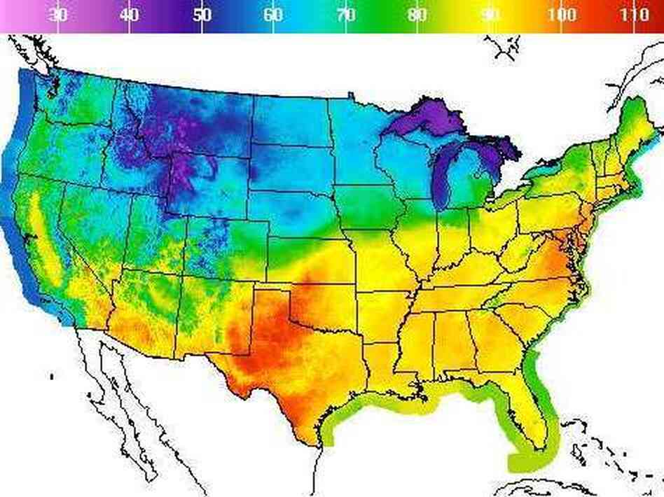 High temperatures hit a broad section of the U.S. on Thursday.