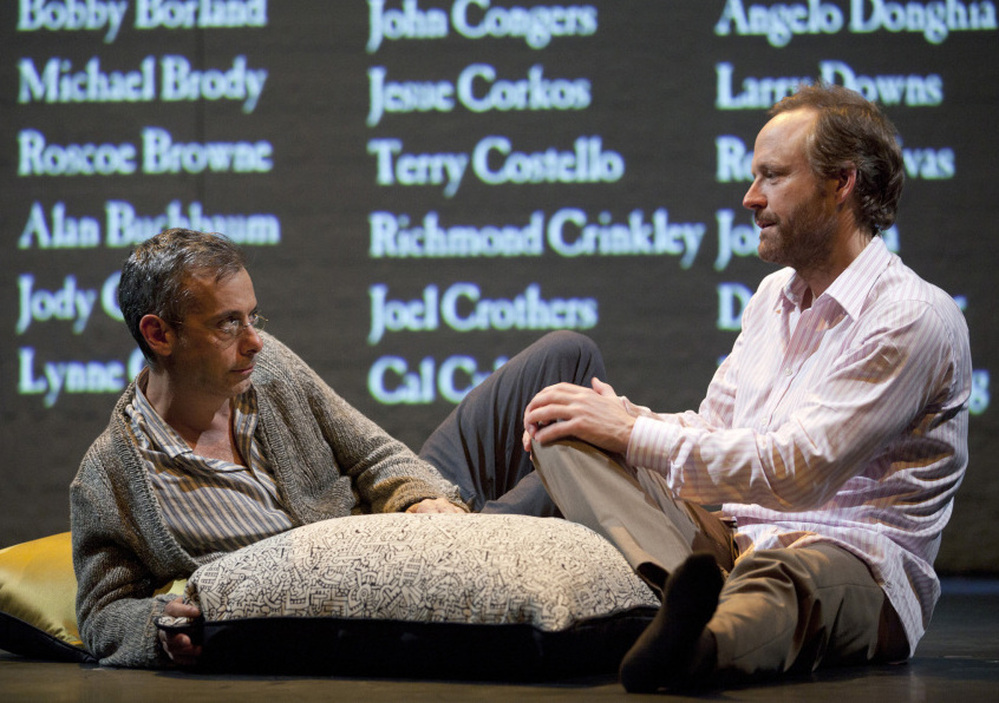 Joe Mantello as Ned Weeks and John Benjamin Hickey as Felix Turner in the revival of The Normal Heart. Both are nominated for their performances.