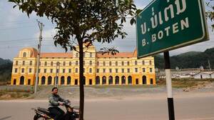 The town of Boten in northern Laos along the Chinese border will be the first stop for high-speed trains outside China. Local government officials hope the train will help boost the local economy by bringing tourists who will stay at hotels like this one, currently under construction.