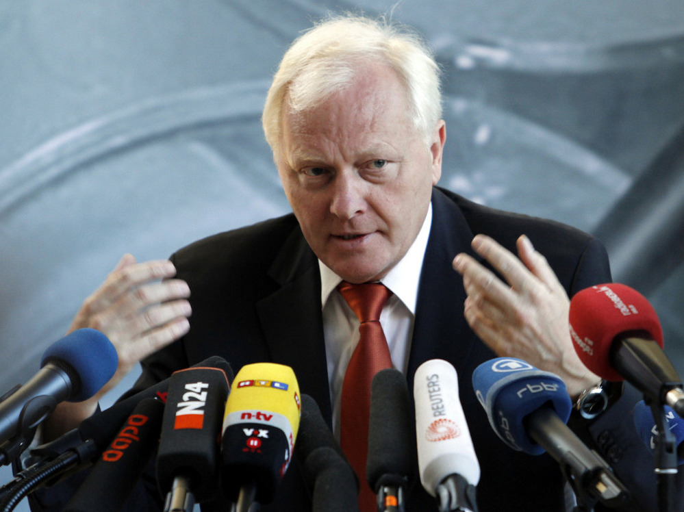 Reinhard Burger, president of the Robert Koch Institute, tells reporters in Berlin Friday that sprouts from a German farm are the cause of the country's massive foodborne illness outbreak.
