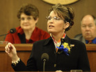 Then-Gov. Sarah Palin gives her State of the State speech to the Alaskan legislature, Jan. 15, 2008. Then-Gov. Sarah Palin gives her State of the State speech to the Alaskan legislature, Jan. 15, 2008.