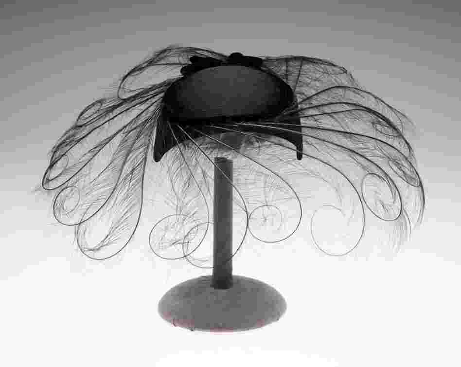 Cocktail hat, 1950, Joseph's New YorkWool, silk, egret feather, felt, cording, cut warp pile
