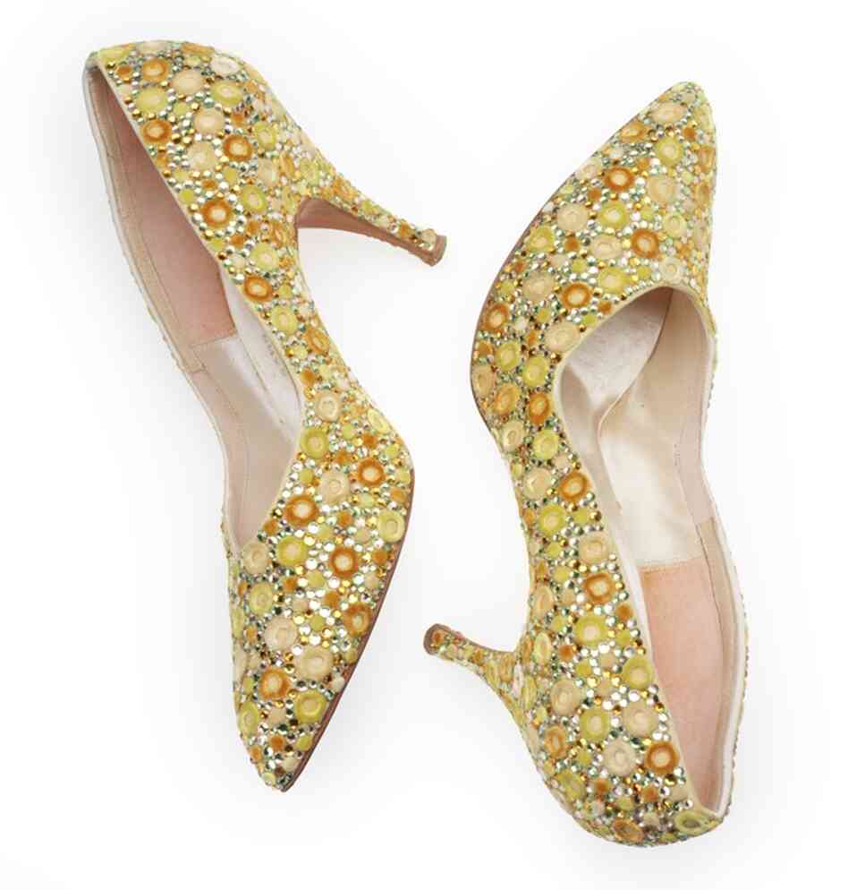 Shoes, 1960s, Saks Fifth AvenueSilk, rhinestone, satin weave, cut warp pile, embellished