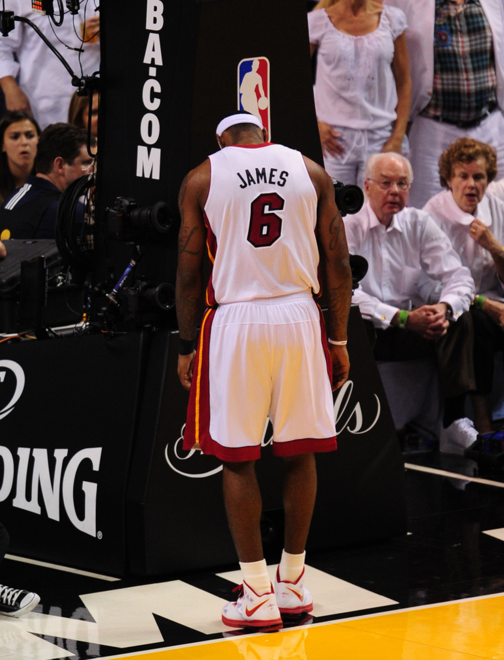 James pauses during Game 6 to give some thought to how the season is going.