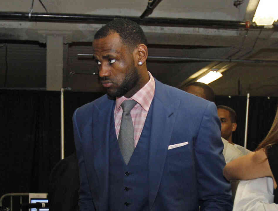 James walks in the hall after the game.