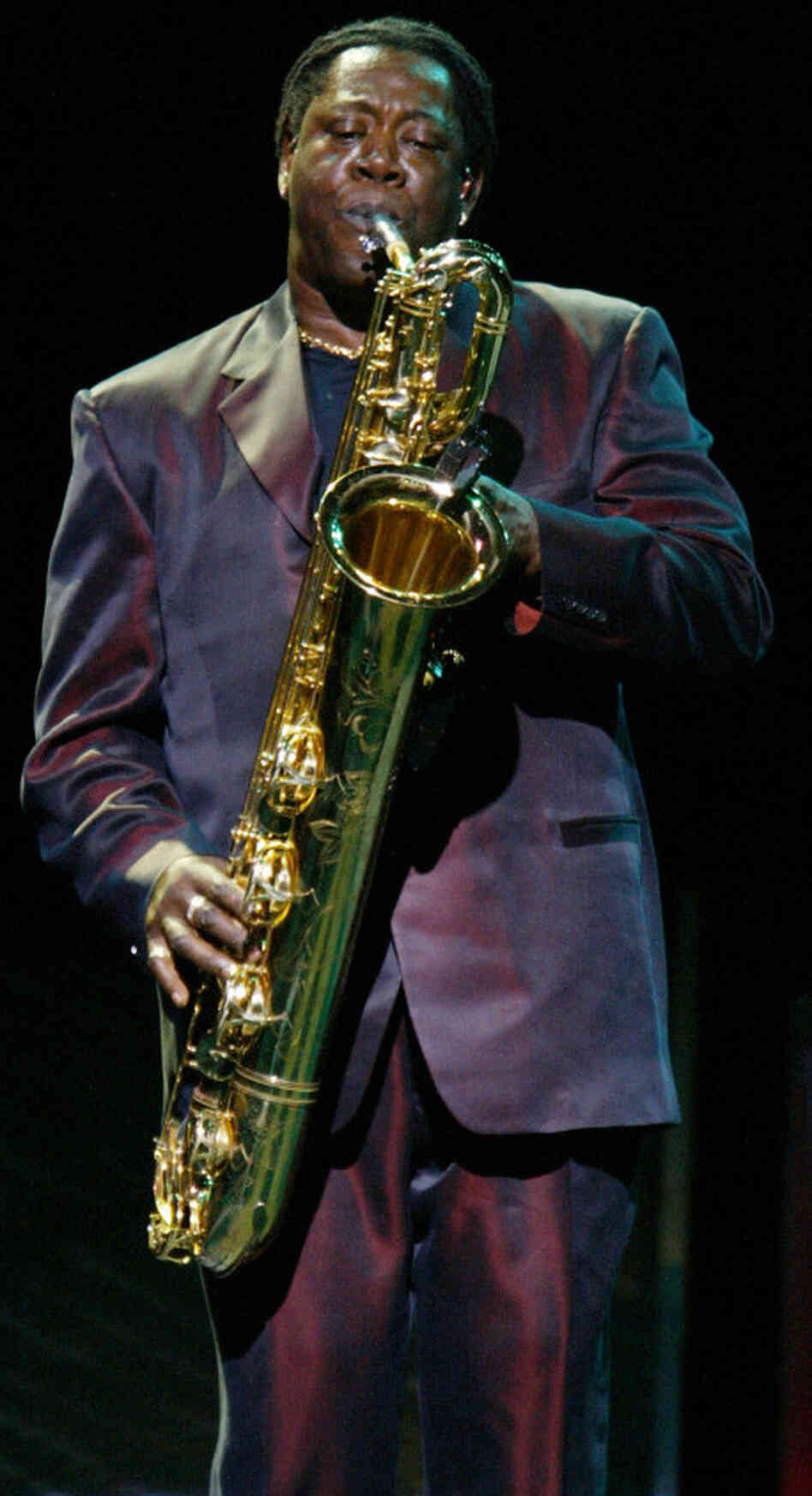 Clarence Clemons during a 2002 show in East Rutherford, N.J.