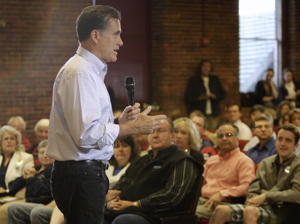 Mitt Romney at a town hall-style event at the University of New Hampshire in Manchester.