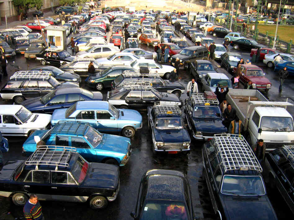A Cairo traffic jam. A Cairo traffic jam.