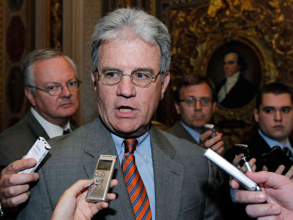 Sen. Tom Coburn (R-OK) talks with reporters before a caucus luncheon on Capitol Hill on Tuesday. Coburn had been trying for months to force colleagues to take a stand on the more than $5 billion in tax breaks for the ethanol industry this year.
