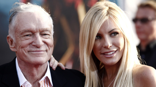 Hugh Hefner and Crystal Harris on April 26, 2010.