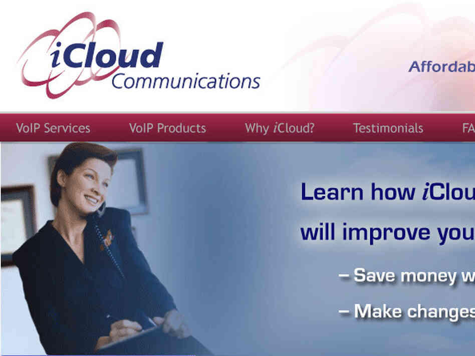 The website of iCloud Communications, which is suing Apple over the use of the name iCloud. The website of iCloud Communications, which is suing Apple over the use of the name iCloud.