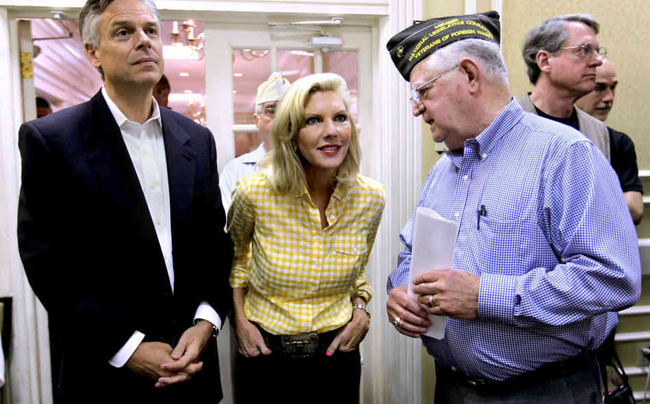 Jon Huntsman and wife Mary Kaye at the New Hampshire VFW convention in Nashua, N.H., Saturday, June 11, 2011.