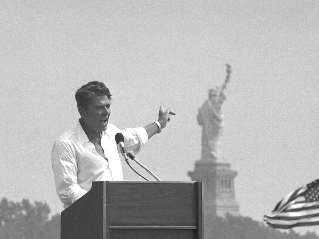 Ronald Reagan at Liberty State Park in New Jersey, Sept. 1, 1980.