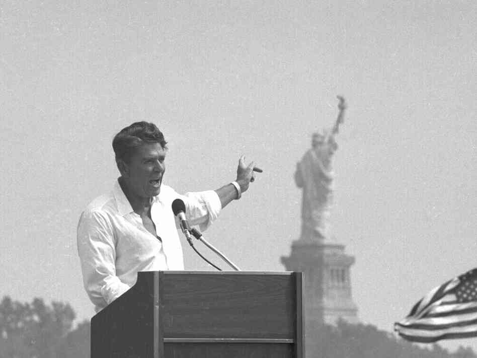 Ronald Reagan at Liberty State Park in New Jersey, Sept. 1, 1980.