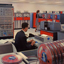 This is a 1964 IBM promotional handout photo of the System/360. A special IBM Selectric typewriter, being used by the man, would allow programmers to talk to the mainframe, left background. This is a 1964 IBM promotional handout photo of the System/360. A special IBM Selectric typewriter, being used by the man, would allow programmers to talk to the mainframe, left background.