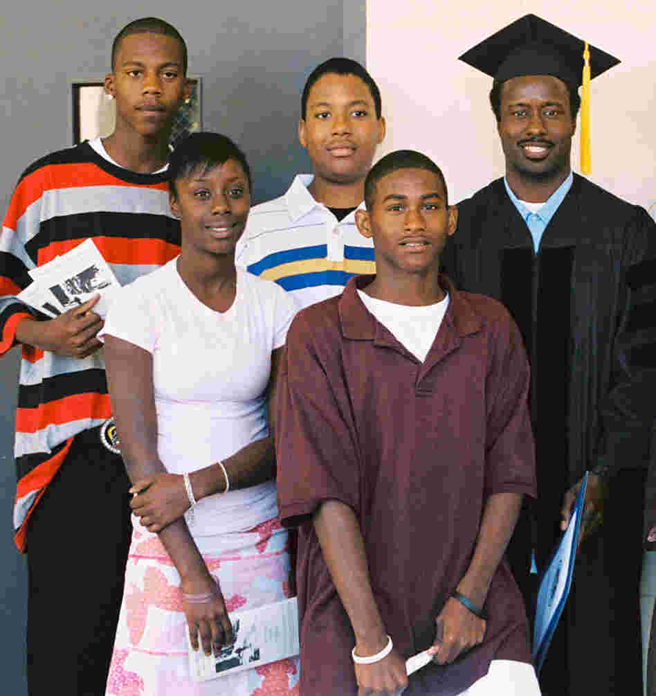 Bobby Evans Jr., graduated from San Quentin's Prison University Project 5 years ago. Evans is shown here on graduation day with (back row, from left) son DeMario Porter, nephew Kelsey Evans, (front row, left) daughter Angelique Evans and son Preston Porter. Bobby Evans Jr., graduated from San Quentin's Prison University Project 5 years ago. Evans is shown here on graduation day with (back row, from left) son DeMario Porter, nephew Kelsey Evans, (front row, left) daughter Angelique Evans and son Preston Porter.