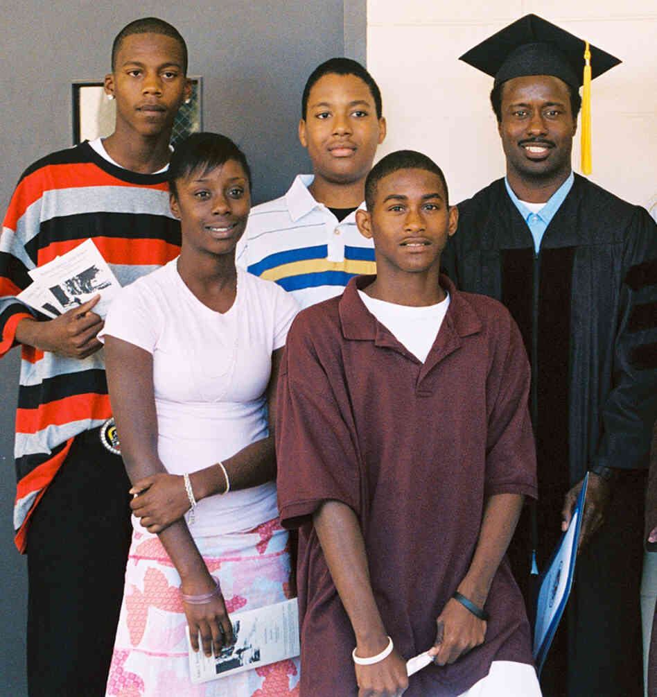 Bobby Evans Jr., graduated from San Quentin's Prison University Project 5 years ago. Evans is shown here on graduation day with (back row, from left) son DeMario Porter, nephew Kelsey Evans, (front row, left) daughter Angelique Evans and son Preston Porter. Bobby Evans Jr., graduated from San Quentin's Prison University Project 5 years ago. Evans is shown here on graduation day with (back row, from left) son DeMario Porter, nephew Kelsey Evans, (front row, left) daughter Angelique Evans and son Preston Porter.