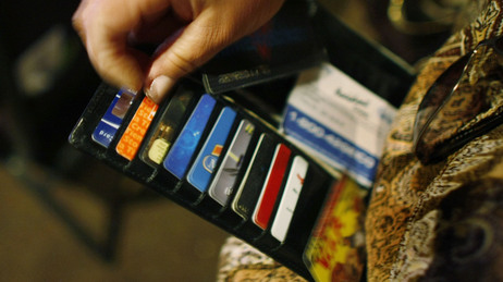 Credit cards in a wallet Credit cards in a wallet