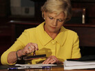 North Carolina Governor Bev Perdue vetoed the GOP-authored $19.7 billion state budget, but Republican legislators overrode her decision. North Carolina Governor Bev Perdue vetoed the GOP-authored $19.7 billion state budget, but Republican legislators overrode her decision.