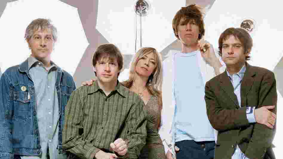 Had to dig into into the Internet's archive for a photo of Sonic Youth featuring Jim O'Rourke (far right). He plays bass in "Out and In," originally recorded in 2000.