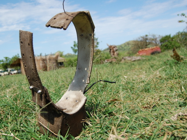 A radio-tracking collar worn by a tiang was cut off by hunters after the animal was shot. Conservationists track wildlife in South Sudan to help the government devise anti-poaching strategies after decades of devastating civil war.