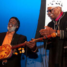 Abdullah El Gourd (with the guembri) and Randy Weston. Abdullah El Gourd (with the guembri) and Randy Weston.