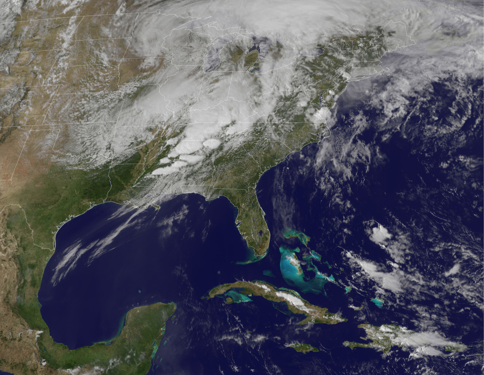 This image from April 27 shows a series of tornadoes forming over Alabama and Mississippi. Captured from a satellite orbiting located at a fixed location above Earth, images like these help track trends in weather patterns. Another set of polar-orbiting satellites are useful for long-term forecast predictions.
