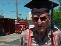 Leo Plass, 99, graduated this month from Eastern Oregon University, the school he dropped out of during the Great Depression. Leo Plass, 99, graduated this month from Eastern Oregon University, the school he dropped out of during the Great Depression.