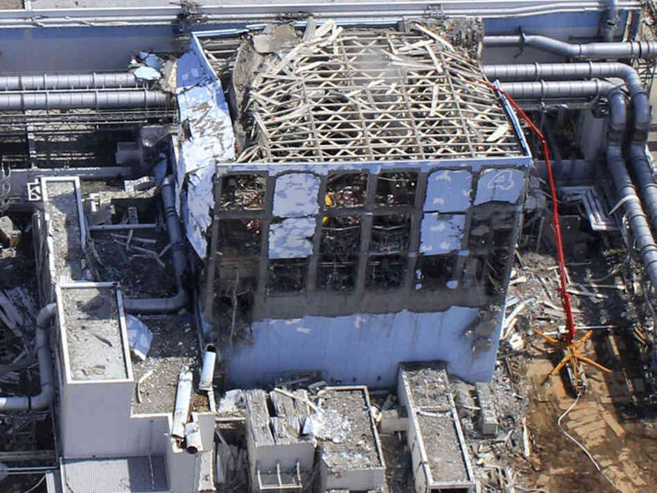 This March 24 aerial photo shows the extent of damage at the Fukushima Dai-ichi nuclear power plant in Japan. The 40-foot-tall tsunami destroyed the electrical and cooling systems, resulting in meltdowns at some of the reactors.