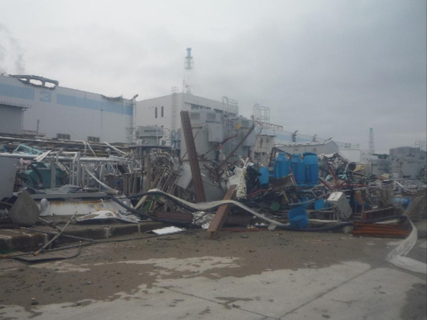 After the tsunami water receded, workers were left with a facility completely destroyed. This photo, taken a month after the disaster, on April 11, shows the extent of the damage.