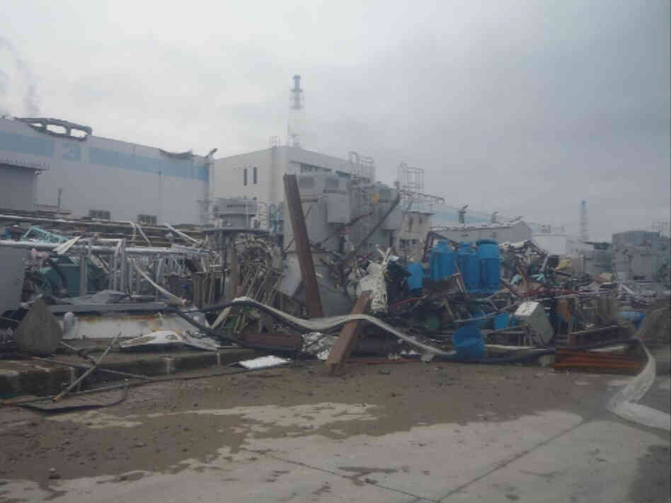 After the tsunami water receded, workers were left with a facility completely destroyed. This photo, taken a month after the disaster, on April 11, shows the extent of the damage.