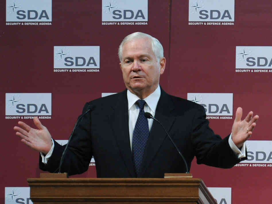 Defense Secretary Robert Gates urges NATO members to boost defense spending. He is speaking on June 10 in Brussels.