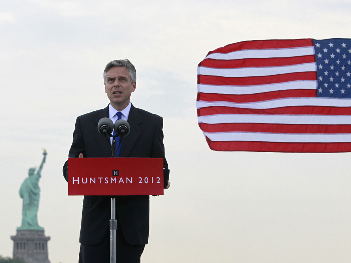 Former Utah Gov. Jon Huntsman announces his bid for the 2012 Republican presidential nomination Tuesday.