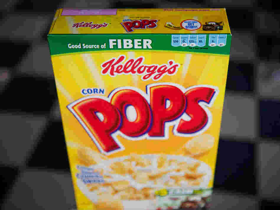 The small print in the bar at the top of the Corn Pops box is an example of industry's voluntary approach to enhanced nutrition information.