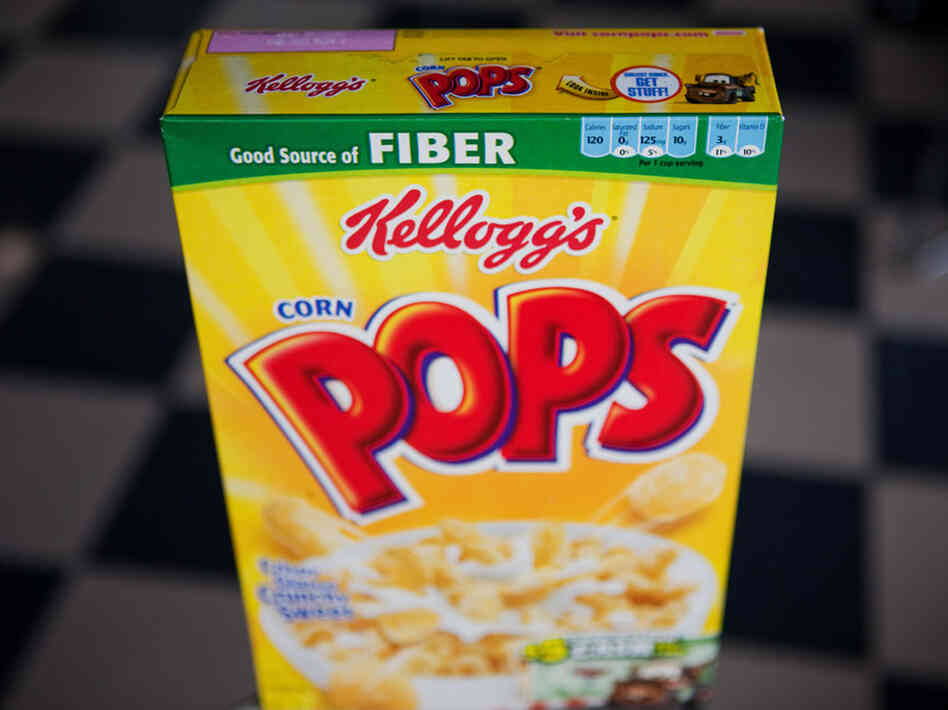 The small print in the bar at the top of the Corn Pops box is an example of industry's voluntary approach to enhanced nutrition information.