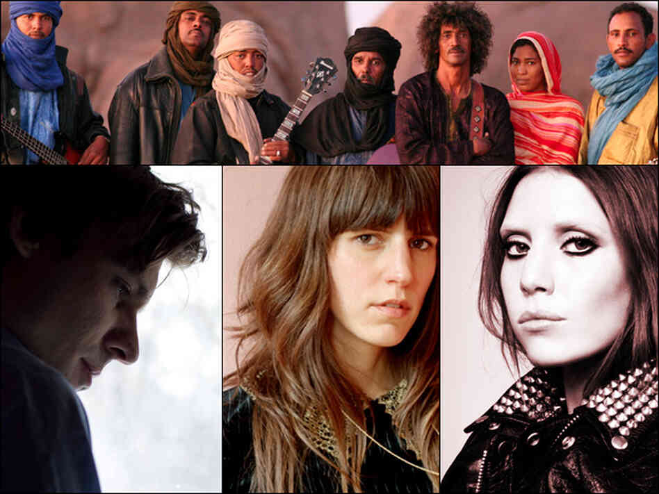 Clockwise from top: Tinariwen, Lykke Li, Eleanor Friedberger, John Maus.