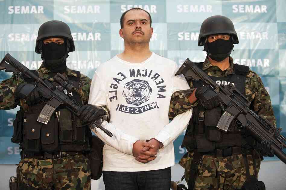 Captured Feb. 27, 2011:  Sergio Antonio Mora Cortes, aka El Toto, a suspected senior operator in the Los Zetas gang, is captured by Mexican marines in Saltillo, Coahuila. Cortes, pictured Feb. 28 at the Mexican navy headquarters in Mexico City, was wanted for the murder of a U.S. Immigration and Customs Enforcement agent and a Nuevo Laredo police chief. 