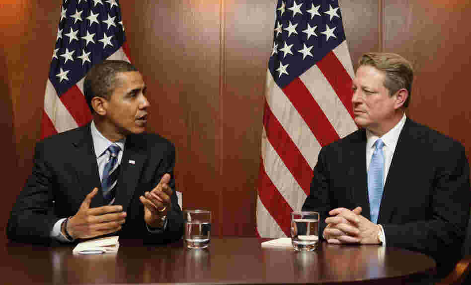 Then President-elect Obama with former Vice President Al Gore in Chicago, Tuesday, Dec. 9, 2008.