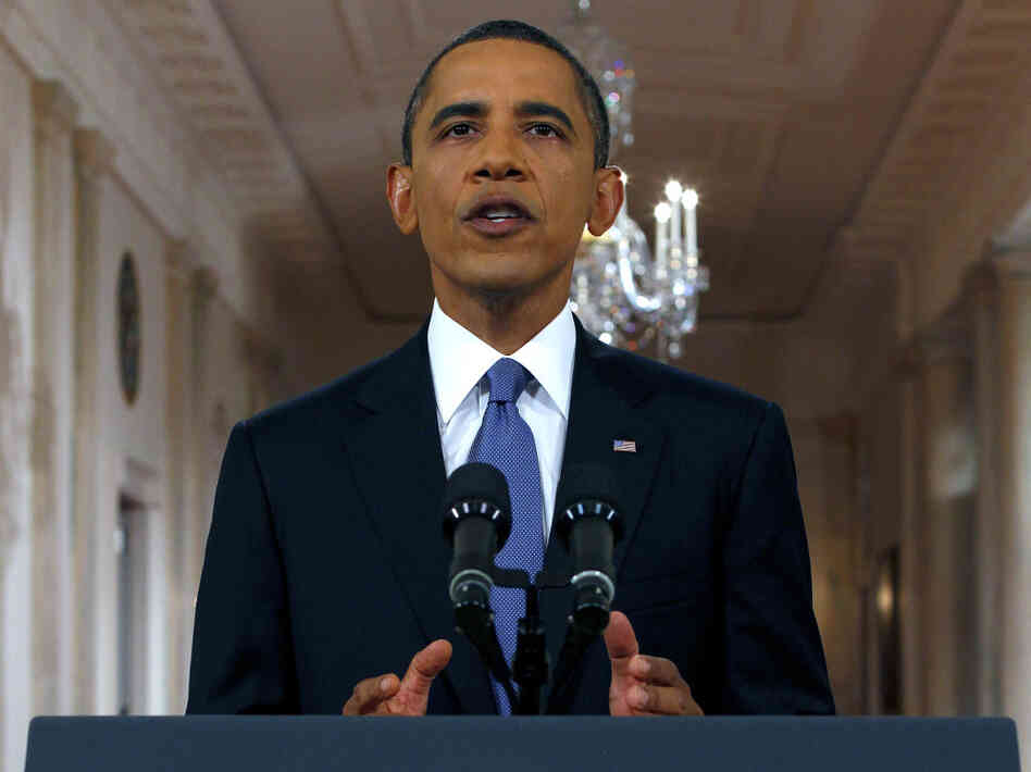 President Obama delivers a televised address from the East Room of the White House on Wednesday.