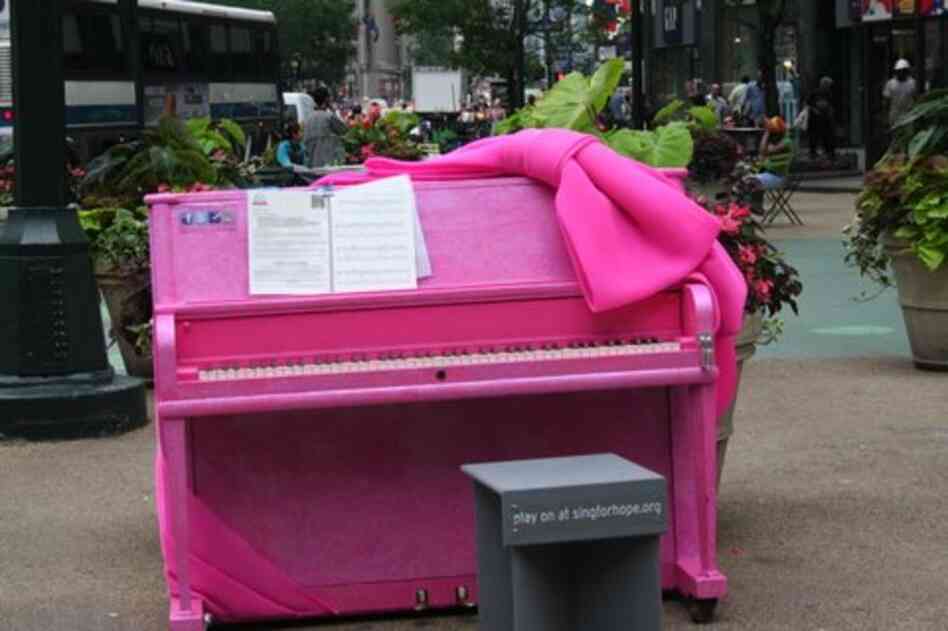 One of the 88 pianos scattered around the city during Sing for Hope's "pop-up piano" installation.