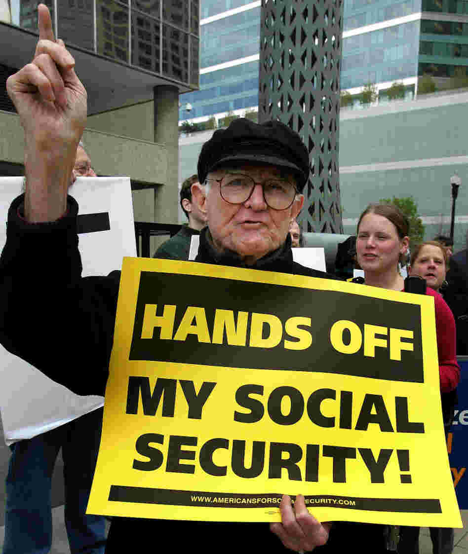 Bob Ducharme protests changes to Social Security in front of Chicago's Social Security Administration office in 2005. Until recently, AARP had not conceded that Social Security benefits may need to change in the future.