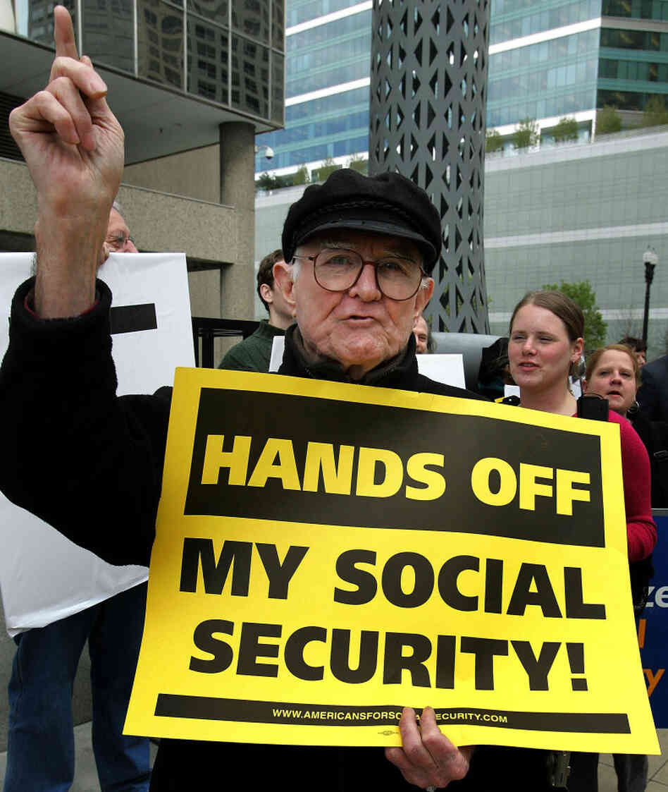 Bob Ducharme protests changes to Social Security in front of Chicago's Social Security Administration office in 2005. Until recently, AARP had not conceded that Social Security benefits may need to change in the future.