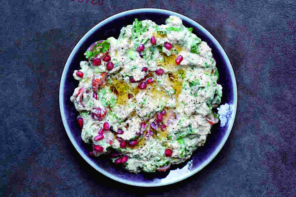 Burnt eggplant with tahini, from Yotam Ottolenghi's Plenty.