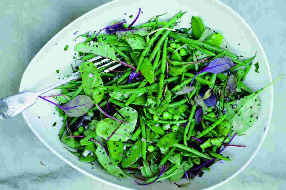 The green bean salad with snow peas, coriander and mustard seeds and tarragon, from Yotam Ottolenghi's Plenty. Ottolenghi's column, "The New Vegetarian," has run in London's Guardian newspaper since 2006.