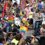 The annual Gay Pride parade works its way along Christopher Street in Greenwich Village on Sunday. The parade became a victory celebration after New York's historic decision to legalize same-sex marriage.